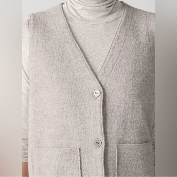 NWT Eileen Fisher Lightweight Boiled Wool Vest in Regenerative Wool - Picture 7 of 9